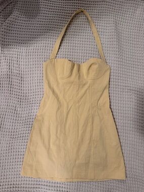 Zara Cream Halter A-Line Mini Dress